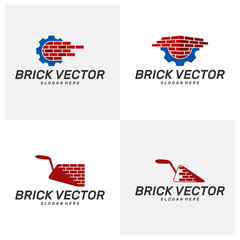 Wall Mural - set of Brick Building logo design vector, Brickwork simple modern logo template, Emblem, Design Concept, Creative Symbol, Icon