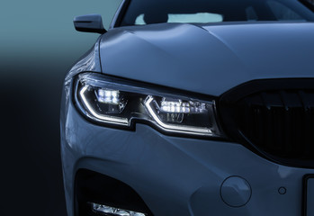 Glowing Headlight of a modern car