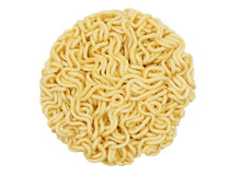 Instant Dry Noodles Isolated On White Background With Clipping Path,Yellow Noodle Texture Background
