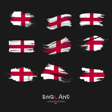 Flag Of England With Grunge Style,brush Stroke Background
