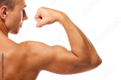 Cuadros en Lienzo Close up of man's arm showing biceps