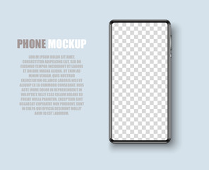 Poster - Phone mockup with blank screen.  Front view realistic on gray background. Template for infographics or presentation UI design interface. vector