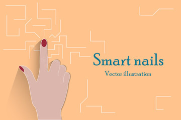 Poster - The concept of smart nails( nail Polish), on a light background. Vector illustration.