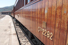 Wooden Carriages Of An Old Steam Train