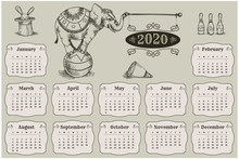 Modern 2020 Geometric New Year Calendar Layout Design 