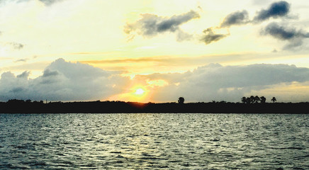 sunset over the lake