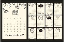 Modern 2020 Geometric New Year Calendar Layout Design 