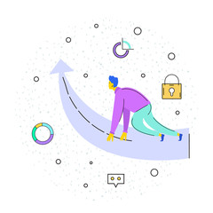 Poster - Business illustrations with ux/ui icons. Best good ideas for modern commerce design. Development of future and growth finance systems. Trendy infographics on trade market