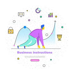 Poster - Business illustrations with ux/ui icons. Best good ideas for modern commerce design. Development of future and growth finance systems. Trendy infographics on trade market