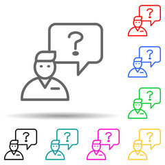 Poster - handling a question multi color style icon. Simple thin line, outline vector of interview icons for ui and ux, website or mobile application