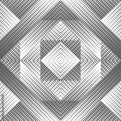 Abstract seamless pattern of geometric shapes with texture. Optical illusion ...