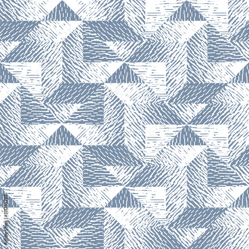 Abstract seamless pattern of geometric shapes with texture. Optical illusion ...
