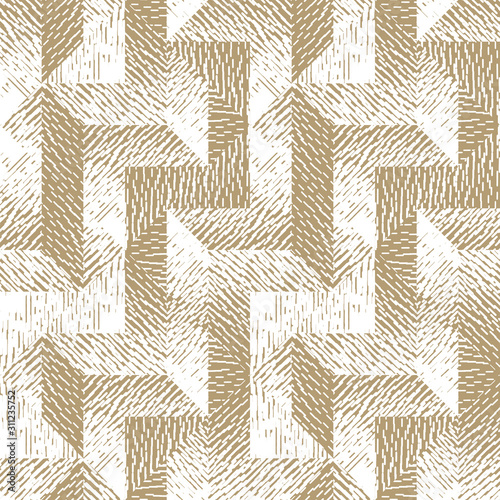 Abstract seamless pattern of geometric shapes with texture. Optical illusion ...
