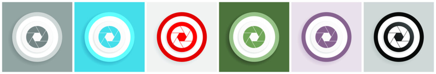Poster - Photo shutter icon, camera, photography vector illustrations in 6 colors options for web design and mobile applications in eps 10