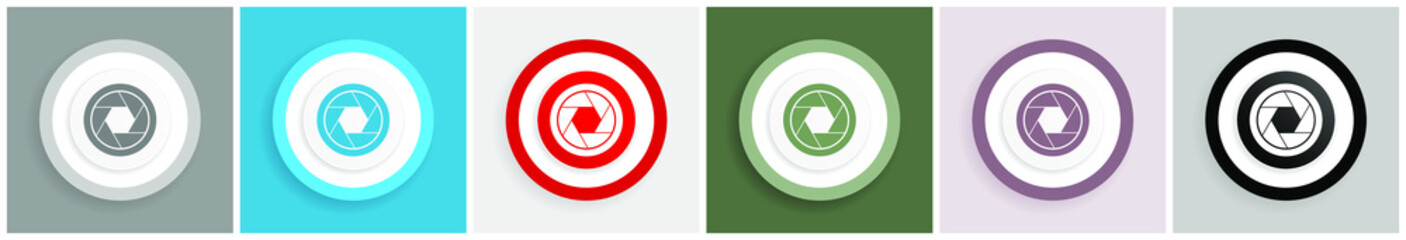 Poster - Photo shutter icon, camera, photography vector illustrations in 6 colors options for web design and mobile applications in eps 10