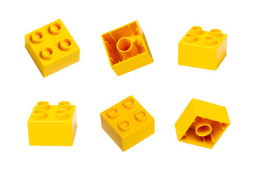 details of the toy constructor on a white isolated background. flat lay, top view