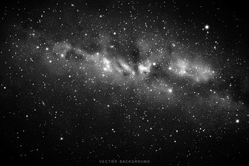 Sticker - night starry sky, milky way. galaxy in space. black white background