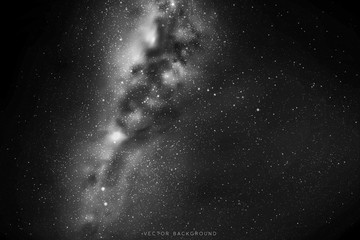 Poster - night starry sky, milky way. galaxy in space. black white background