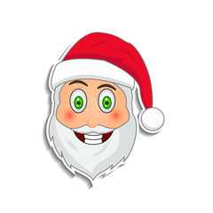 Wall Mural - Emoji santa claus in sticker style. Winter holidays emotion. Santa clause in smile emoji icon