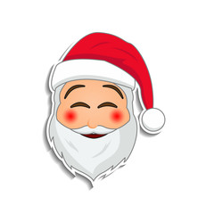 Wall Mural - Emoji santa claus in sticker style. Winter holidays emotion. Santa clause in shy emoji icon