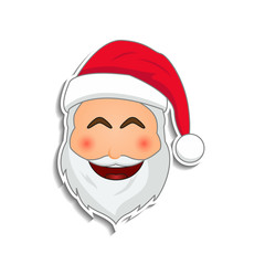 Sticker - Emoji santa claus in sticker style. Winter holidays emotion. Santa clause in smile emoji icon