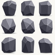 Rock stone cartoon in flat style. Set of different boulders