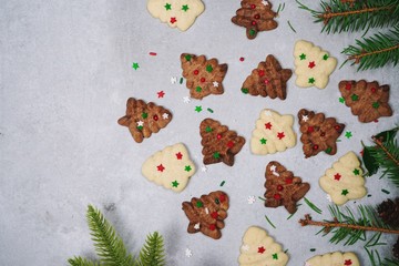 Sticker - Homemade Christmas Spritz cookies on festive X'mas holiday frame