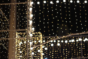 Wall Mural - Bokeh of ratchadamnoen in Xmas light 