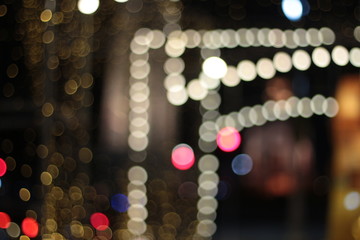 Wall Mural - Bokeh of ratchadamnoen in Xmas light 