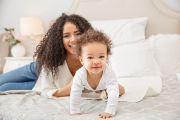 love of a mother and child, baby. family at home. lifestyle