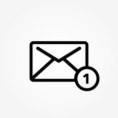 Poster - One new incoming message envelope with notification, vector object.