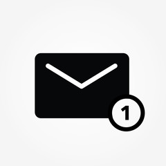 Poster - One new incoming message envelope with notification, vector object.