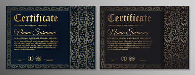 Certificate of appreciation template with vintage gold border - Vector