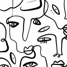 Abstract Fashion Artistic Portrait Painted Illustration Of People Faces Silhouette Group Pattern One Line Drawing Abstraction Modern Aesthetic Print Minimalism Interior Contour Handdrawn Lineart Conti