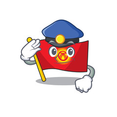 Poster - Flag kyrgyzstan Scroll Cartoon mascot style as a Police officer