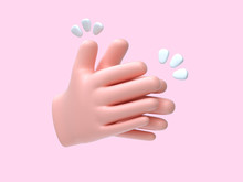 Cartoon Hand Abstract Sing/symbol Pink Background 3d Rendering