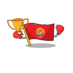 Sticker - Super cool Boxing winner flag kyrgyzstan Scroll in mascot cartoon design