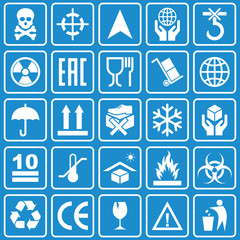 Poster - packaging product icon set vector symbol