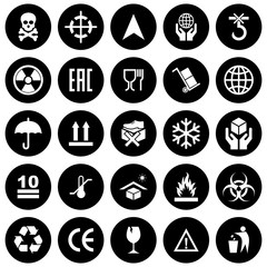Poster - packaging product icon set vector symbol