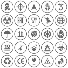 Poster - packaging product icon set vector symbol