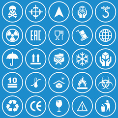 Poster - packaging product icon set vector symbol