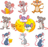 Fototapeta Pokój dzieciecy - Cartoon funny mouse collection set