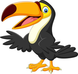 Sticker - Cartoon toucan isolated on white background