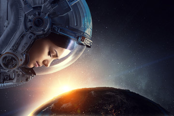 Wall Mural - exploring outer space. mixed media