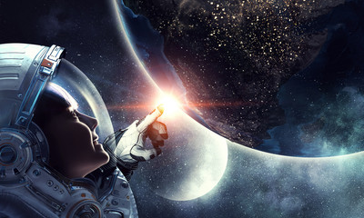 Wall Mural - exploring outer space. mixed media