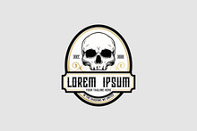 Old School Style Skull Vector Crest Logo Template