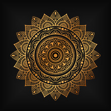 Luxury Ornamental Mandala Design Background In Gold Color