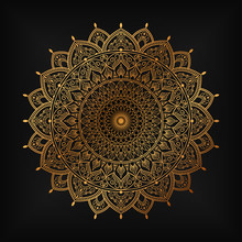 Luxury Ornamental Mandala Design Background In Gold Color