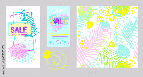 cards with the inscription sale and pattern