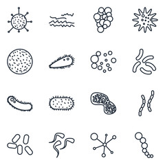 Leinwandbilder - Bacteria Set icon template color editable. Bacteria pack symbol vector sign isolated on white background illustration for graphic and web design.